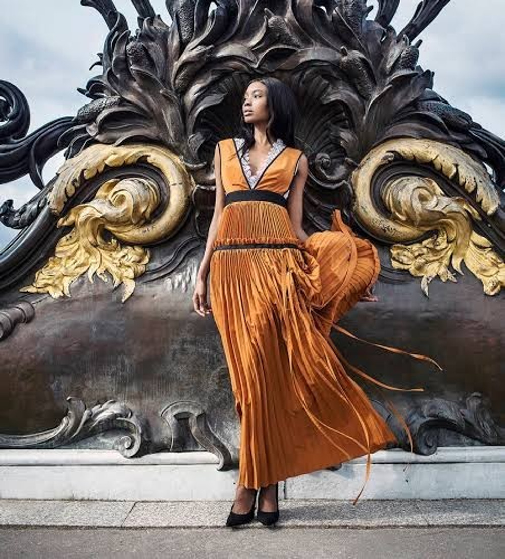 Self Portrait Lena Pleated Leg Split Maxi Dress 6